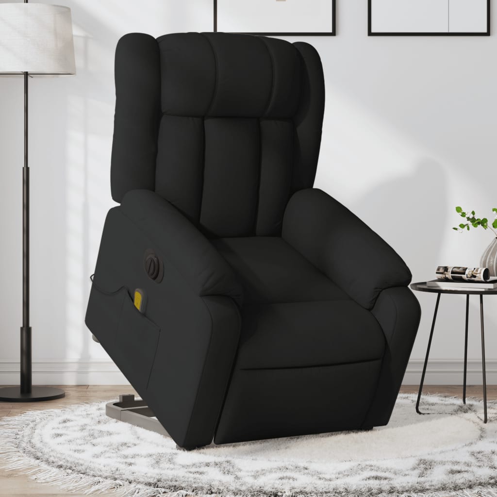 vidaXL Electric Stand up Massage Recliner Chair Black Fabric-0