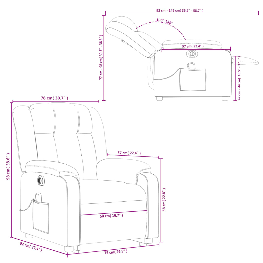 vidaXL Electric Stand up Massage Recliner Chair Dark Green Fabric-8