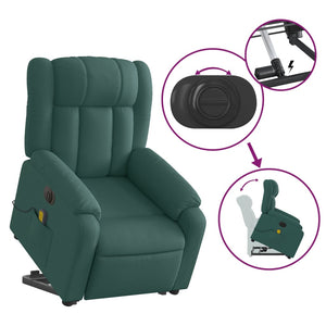 vidaXL Electric Stand up Massage Recliner Chair Dark Green Fabric-7