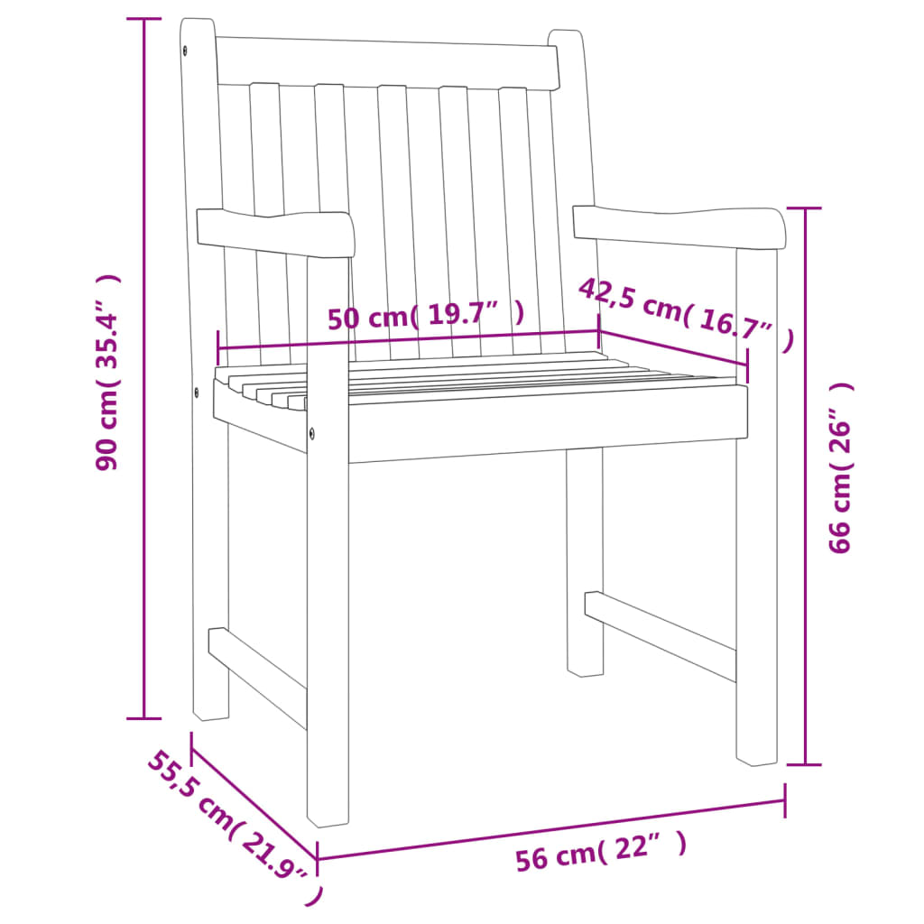 vidaXL Patio Dining Set Outdoor Furniture Table and Chair Solid Wood Acacia-11