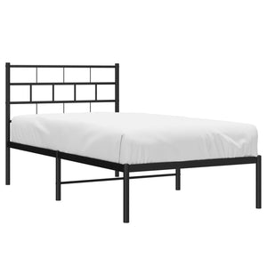 vidaXL Metal Bed Frame with Headboard Black 39.4"x74.8" Twin-1