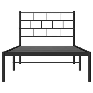 vidaXL Metal Bed Frame with Headboard Black 39.4"x74.8" Twin-3