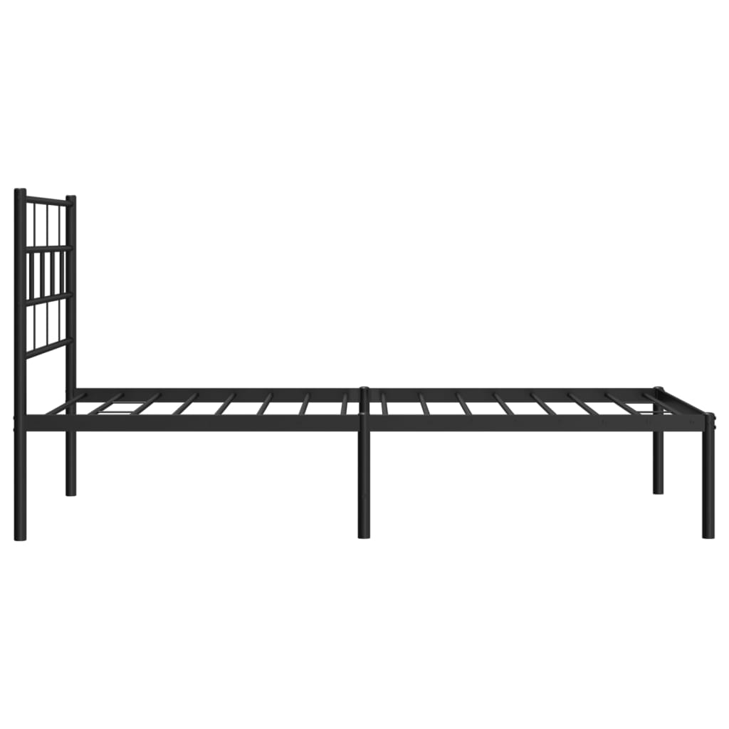 vidaXL Metal Bed Frame with Headboard Black 39.4"x74.8" Twin-4