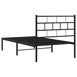 vidaXL Metal Bed Frame with Headboard Black 39.4"x74.8" Twin-5