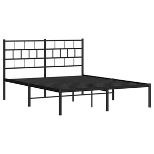 vidaXL Metal Bed Frame with Headboard Black 53.1"x74.8"-2