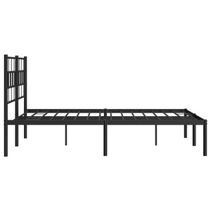 vidaXL Metal Bed Frame with Headboard Black 53.1"x74.8"-4