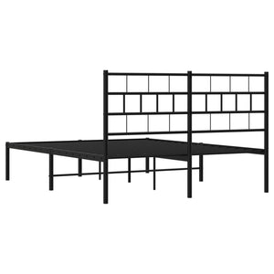 vidaXL Metal Bed Frame with Headboard Black 53.1"x74.8"-5