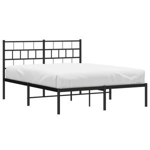 vidaXL Metal Bed Frame with Headboard Black 59.1"x78.7"-1