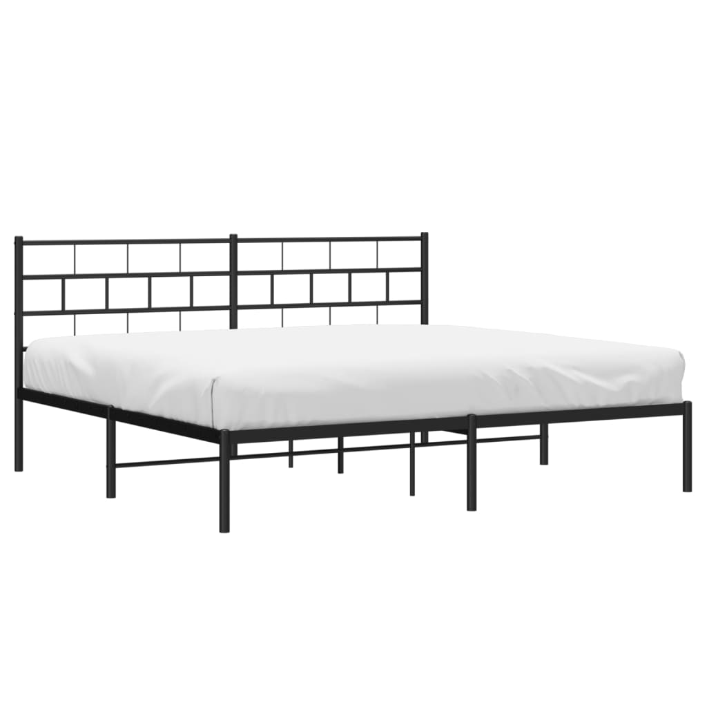 vidaXL Metal Bed Frame with Headboard Black 72"x83.9" California King-1