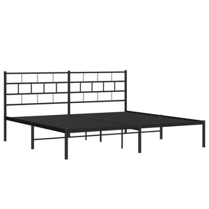 vidaXL Metal Bed Frame with Headboard Black 72"x83.9" California King-2