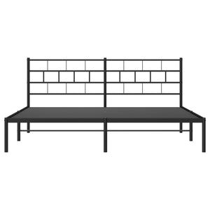 vidaXL Metal Bed Frame with Headboard Black 72"x83.9" California King-3