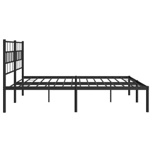 vidaXL Metal Bed Frame with Headboard Black 72"x83.9" California King-4