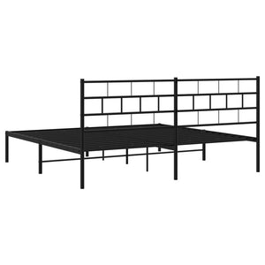 vidaXL Metal Bed Frame with Headboard Black 72"x83.9" California King-5