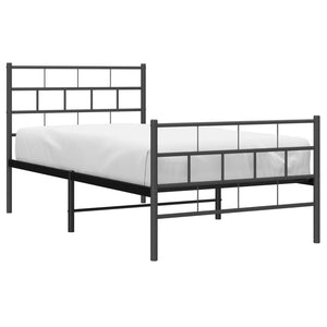 vidaXL Metal Bed Frame with Headboard and Footboard Black 39.4"x74.8" Twin-1