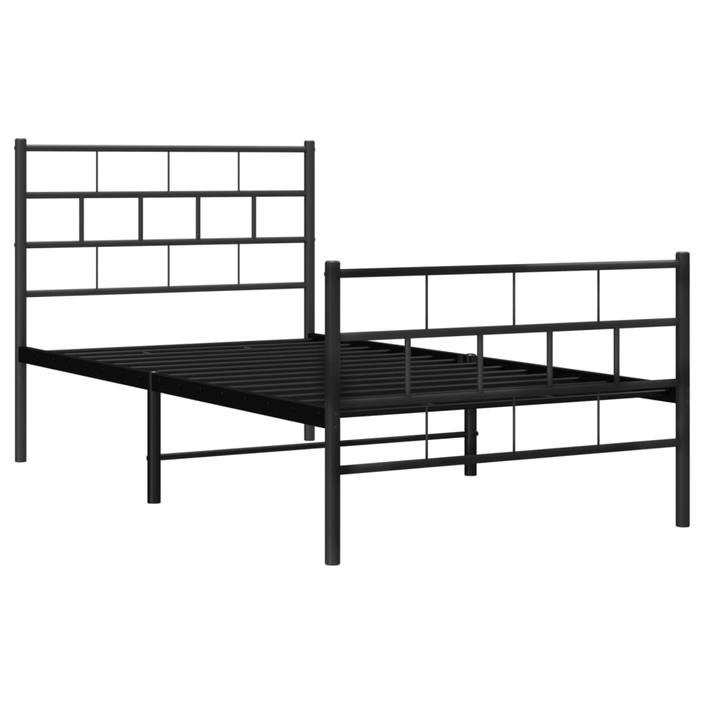 vidaXL Metal Bed Frame with Headboard and Footboard Black 39.4"x74.8" Twin-2