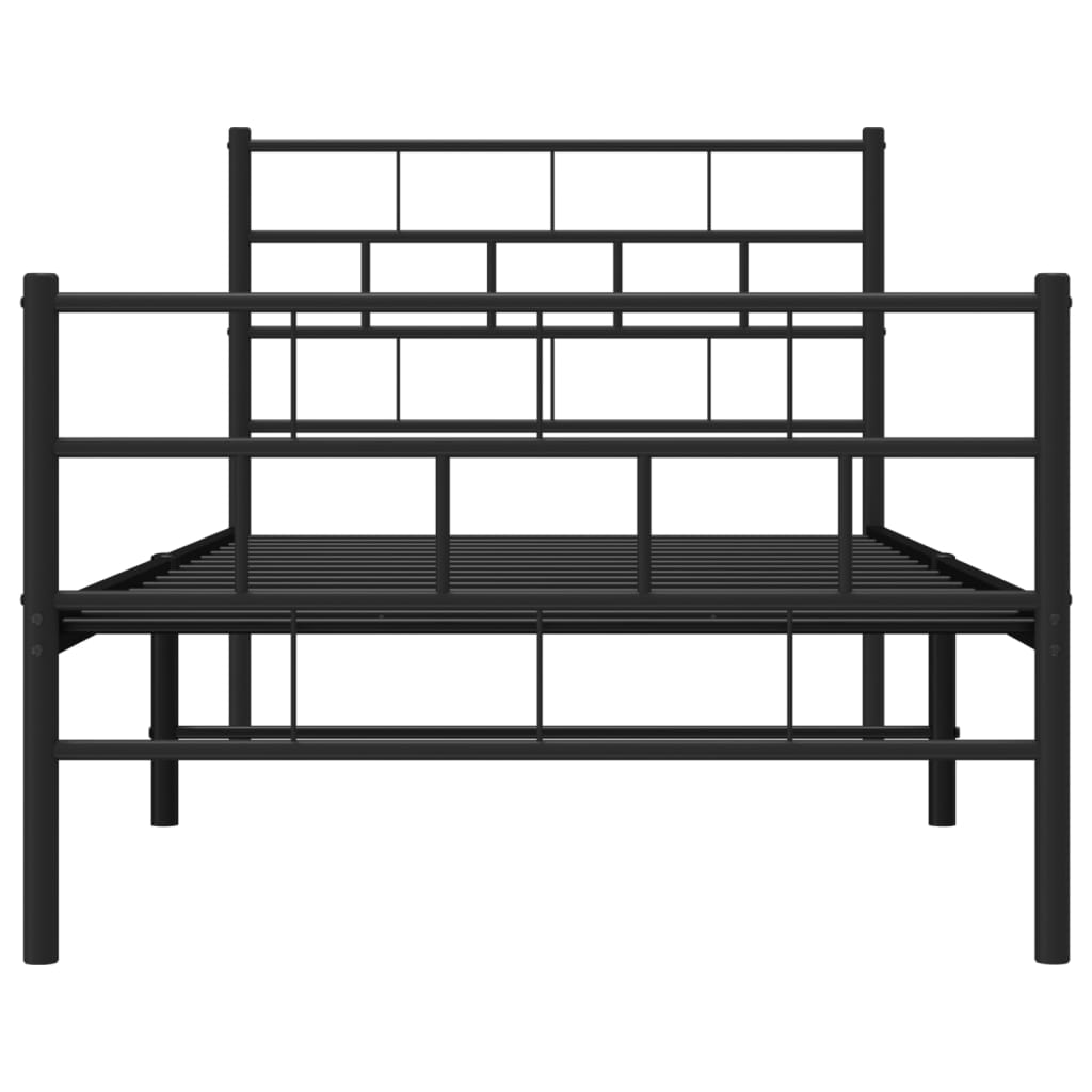 vidaXL Metal Bed Frame with Headboard and Footboard Black 39.4"x78.7"-3