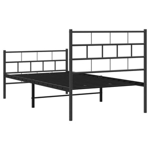 vidaXL Metal Bed Frame with Headboard and Footboard Black 39.4"x78.7"-5