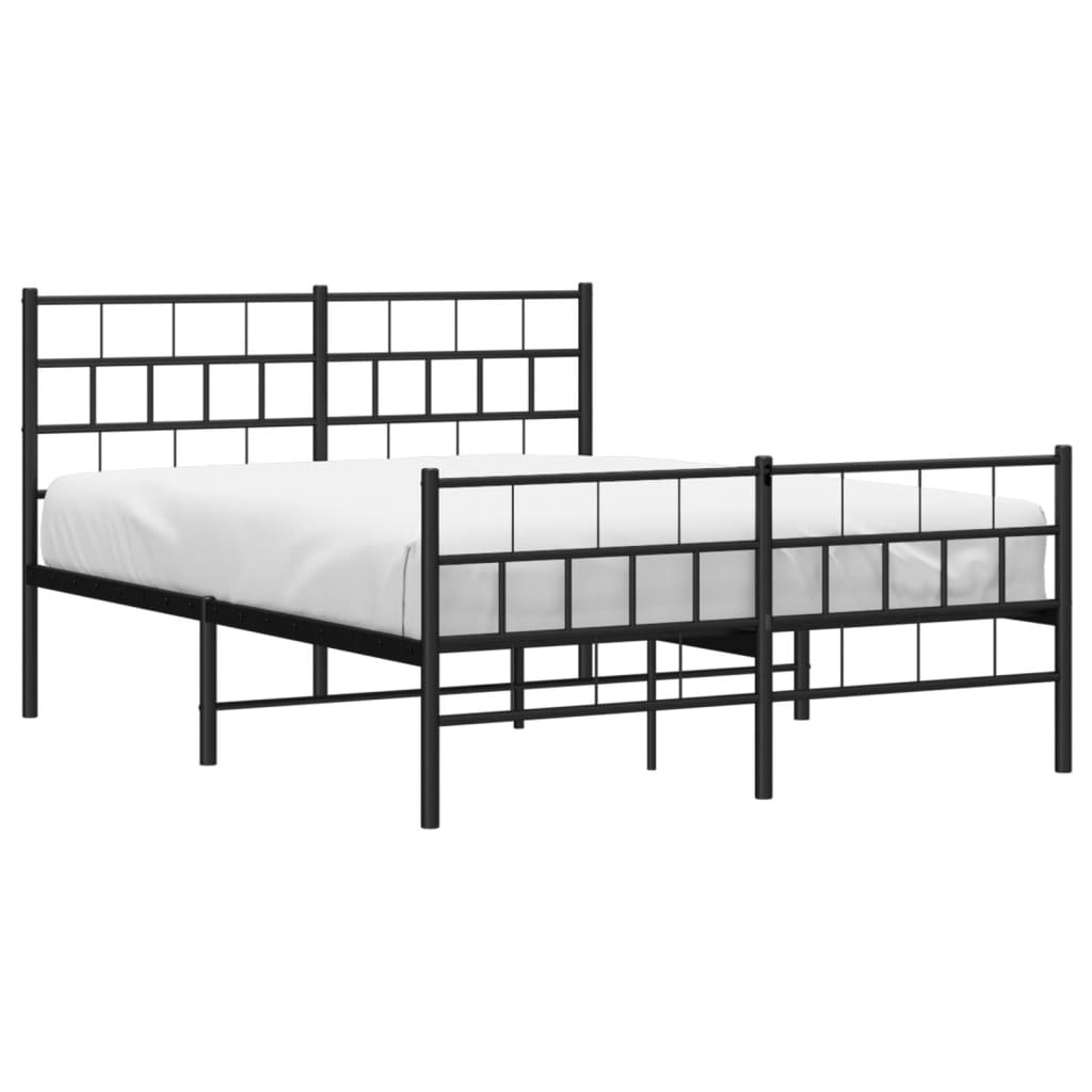 vidaXL Metal Bed Frame with Headboard and Footboard Black 53.1"x74.8"-1