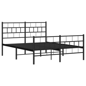 vidaXL Metal Bed Frame with Headboard and Footboard Black 53.1"x74.8"-2