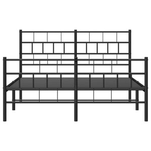 vidaXL Metal Bed Frame with Headboard and Footboard Black 53.1"x74.8"-3