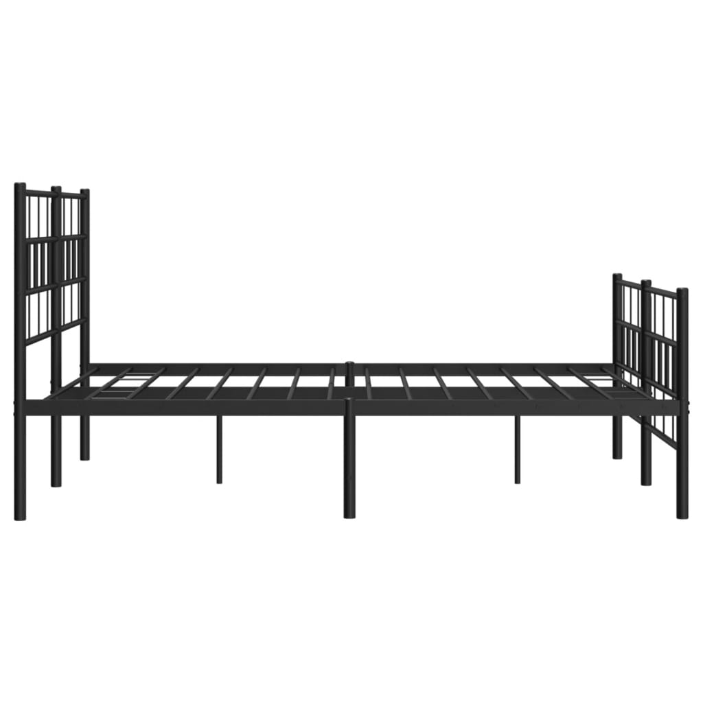 vidaXL Metal Bed Frame with Headboard and Footboard Black 53.1"x74.8"-4