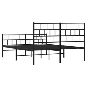 vidaXL Metal Bed Frame with Headboard and Footboard Black 53.1"x74.8"-5