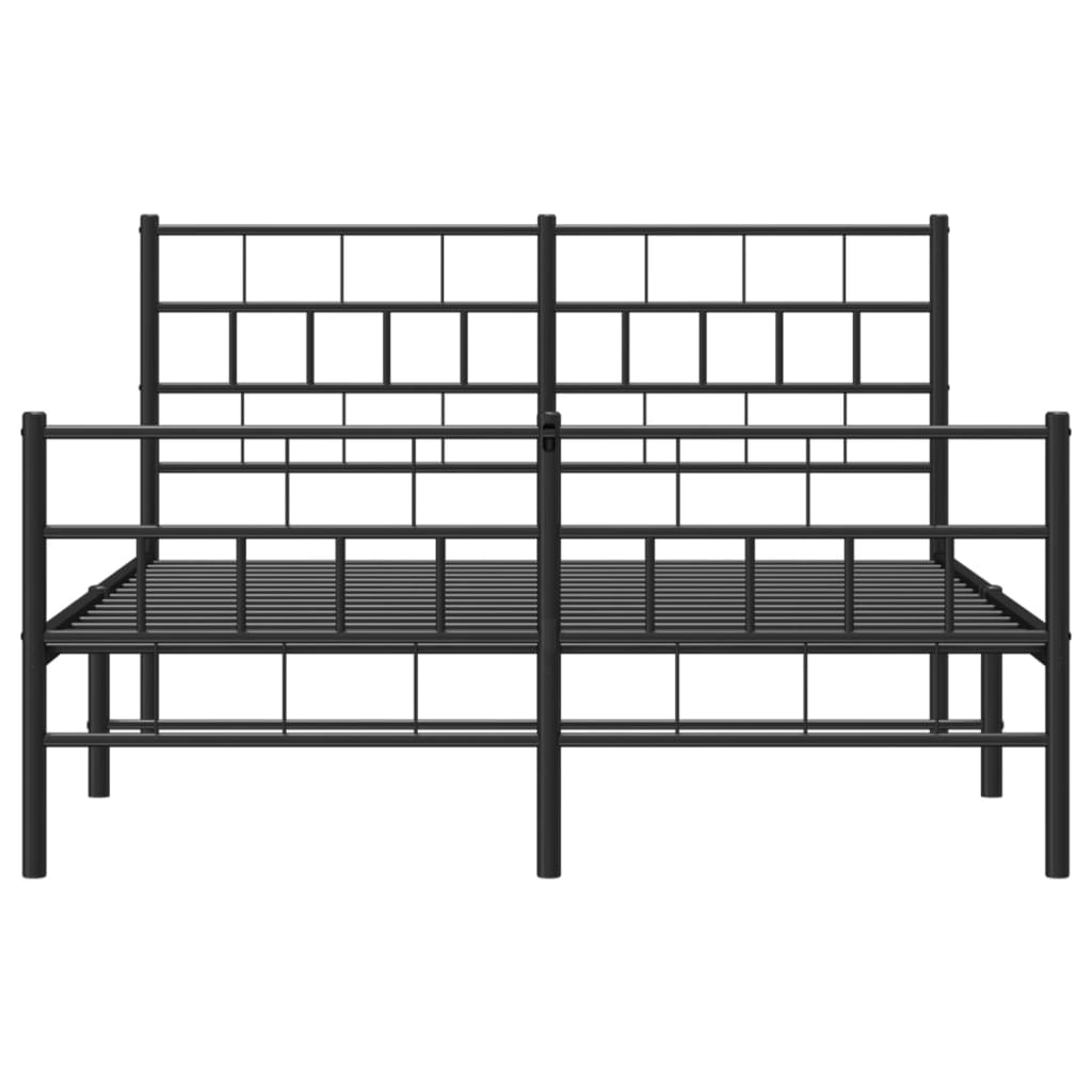 vidaXL Metal Bed Frame with Headboard and Footboard Black 59.1"x78.7"-3