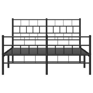 vidaXL Metal Bed Frame with Headboard and Footboard Black 59.1"x78.7"-3