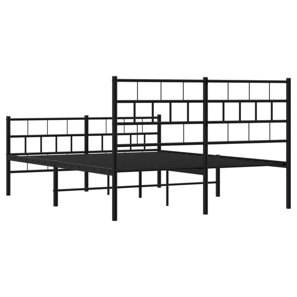 vidaXL Metal Bed Frame with Headboard and Footboard Black 59.1"x78.7"-5