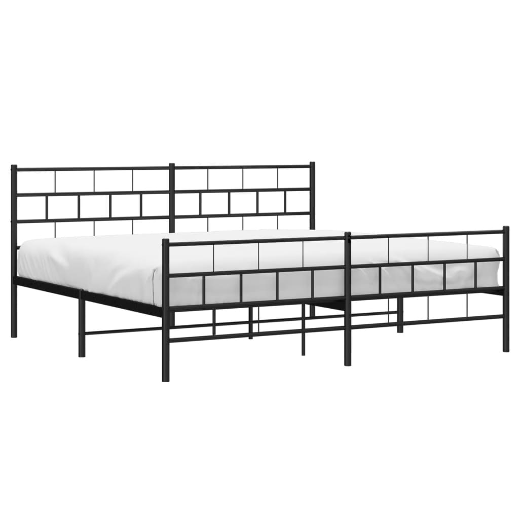 vidaXL Metal Bed Frame with Headboard&Footboard Black 72"x83.9" California King-1