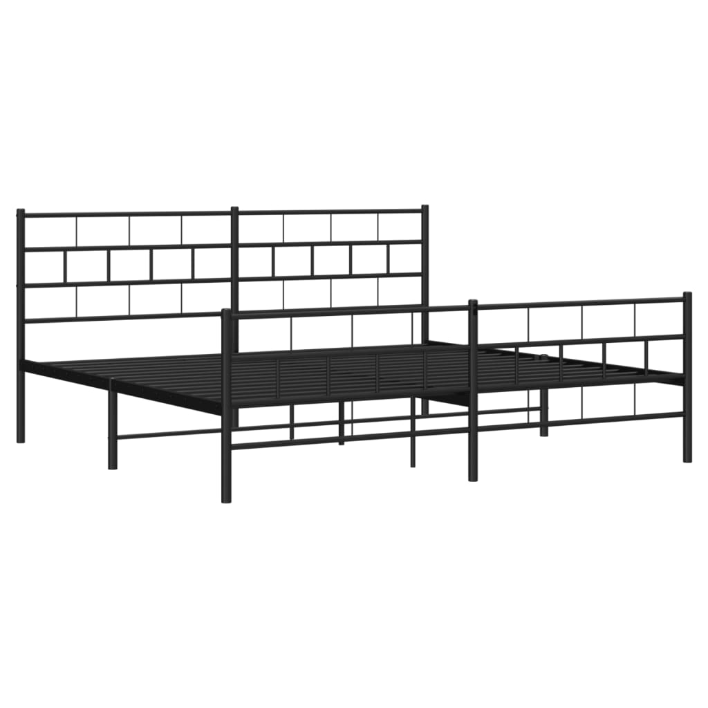 vidaXL Metal Bed Frame with Headboard&Footboard Black 72"x83.9" California King-2