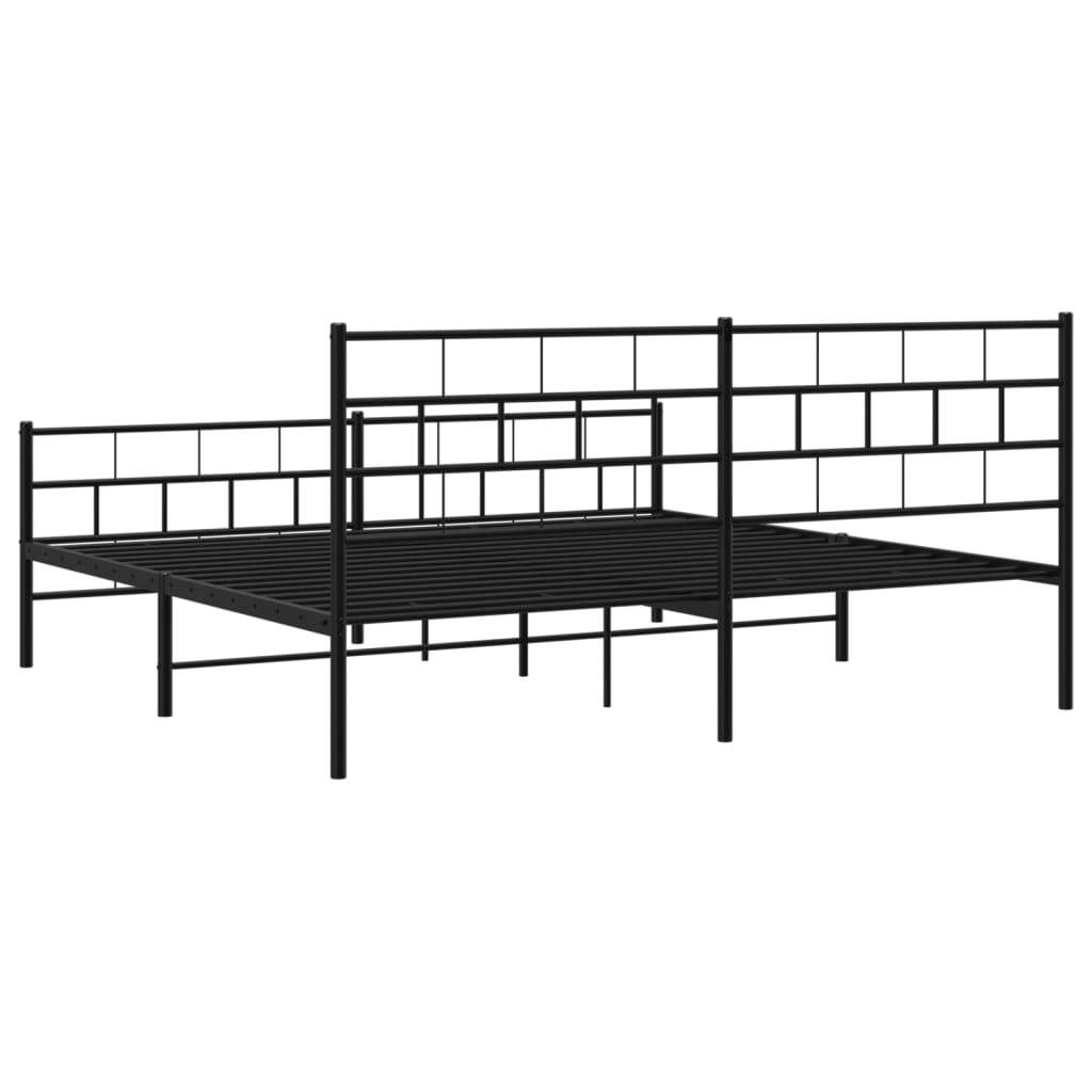 vidaXL Metal Bed Frame with Headboard&Footboard Black 72"x83.9" California King-5