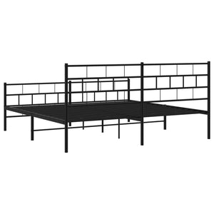 vidaXL Metal Bed Frame with Headboard&Footboard Black 72"x83.9" California King-5