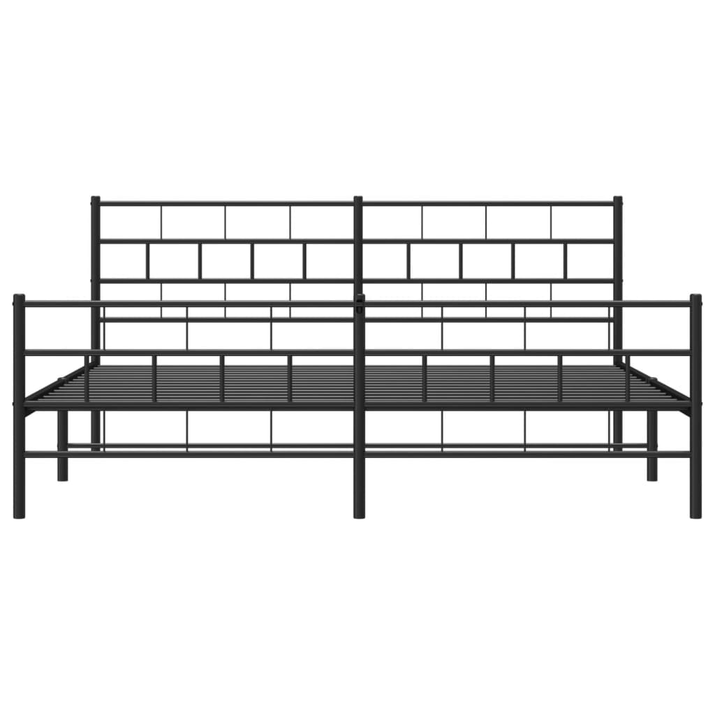 vidaXL Metal Bed Frame with Headboard and Footboard Black 76"x79.9" King-3