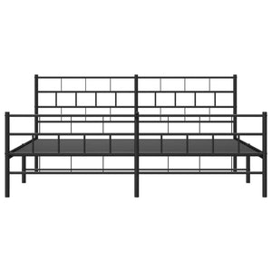 vidaXL Metal Bed Frame with Headboard and Footboard Black 76"x79.9" King-3