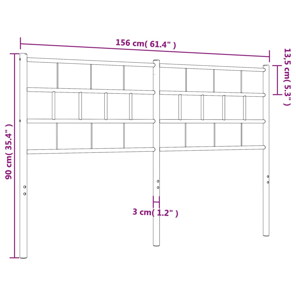 vidaXL Metal Headboard Black 59.1"-5