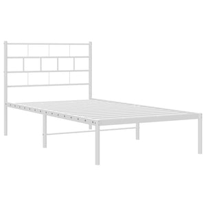 vidaXL Metal Bed Frame with Headboard White 39.4"x74.8" Twin-2