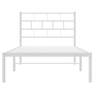 vidaXL Metal Bed Frame with Headboard White 39.4"x74.8" Twin-3