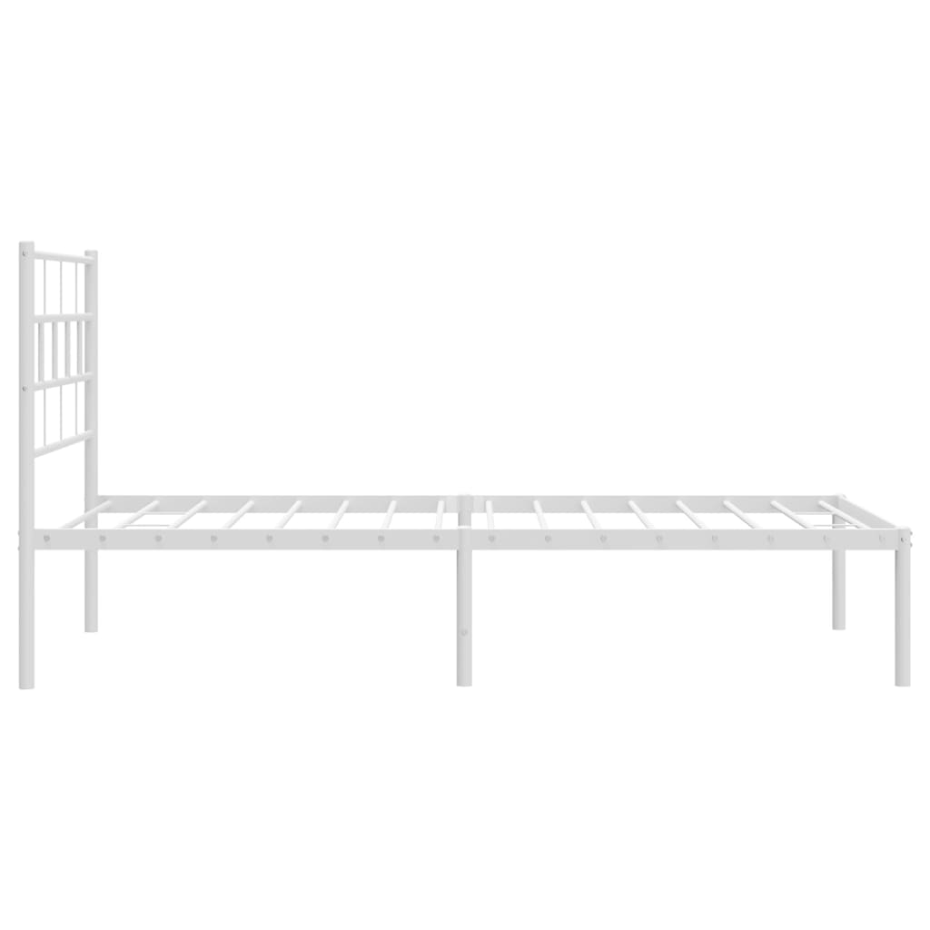 vidaXL Metal Bed Frame with Headboard White 39.4"x74.8" Twin-4