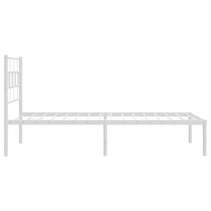 vidaXL Metal Bed Frame with Headboard White 39.4"x74.8" Twin-4