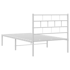 vidaXL Metal Bed Frame with Headboard White 39.4"x74.8" Twin-5