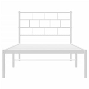 vidaXL Metal Bed Frame with Headboard White 39.4"x78.7"-3