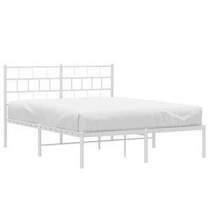 vidaXL Metal Bed Frame with Headboard White 53.1"x74.8"-1