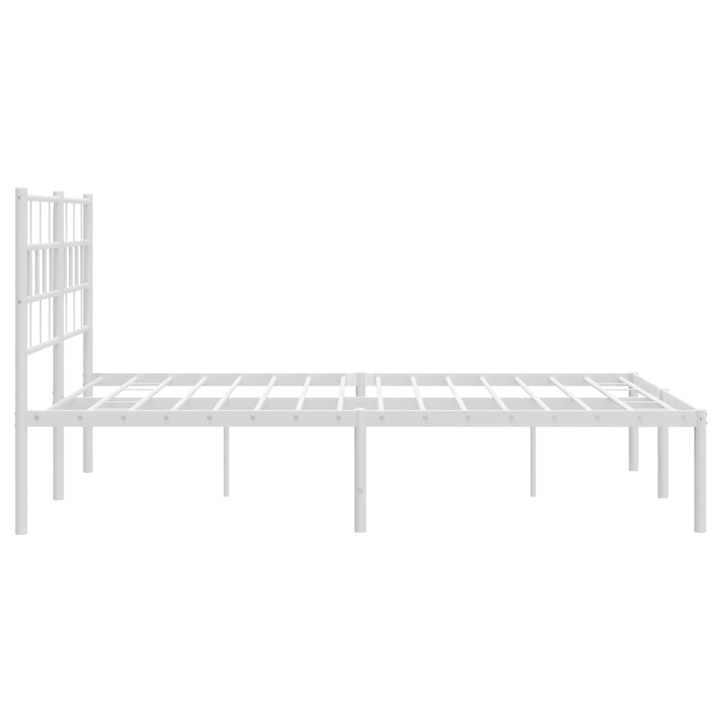 vidaXL Metal Bed Frame with Headboard White 53.1"x74.8"-4