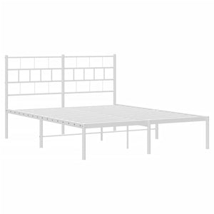 vidaXL Metal Bed Frame with Headboard White 59.1"x78.7"-2