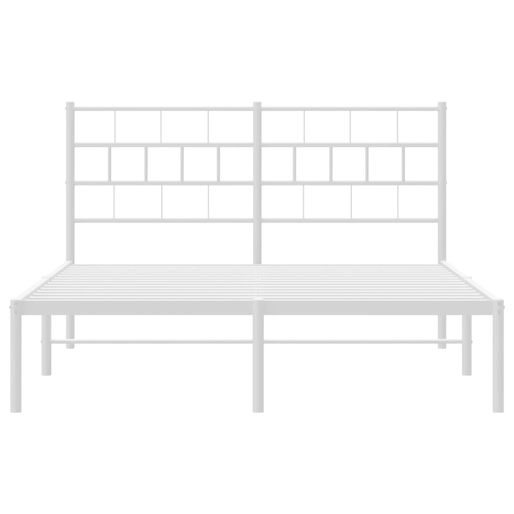 vidaXL Metal Bed Frame with Headboard White 59.1"x78.7"-3