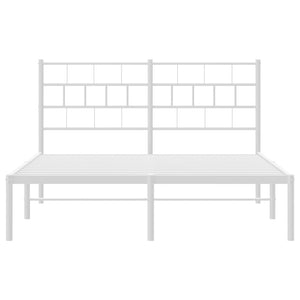 vidaXL Metal Bed Frame with Headboard White 59.1"x78.7"-3