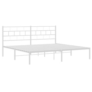 vidaXL Metal Bed Frame with Headboard White 72"x83.9" California King-2