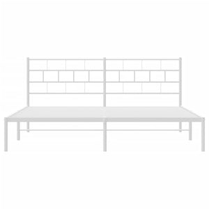 vidaXL Metal Bed Frame with Headboard White 72"x83.9" California King-3