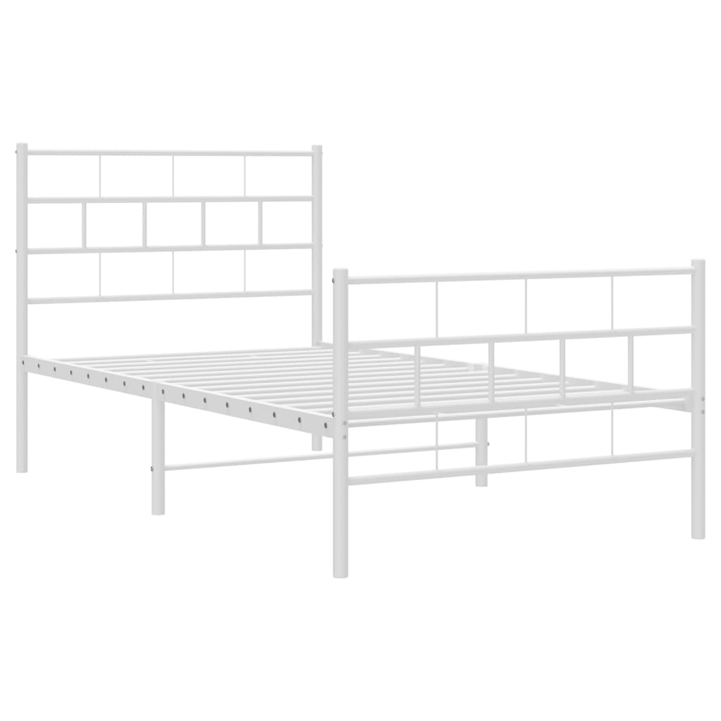 vidaXL Metal Bed Frame with Headboard and Footboard White 39.4"x74.8" Twin-2